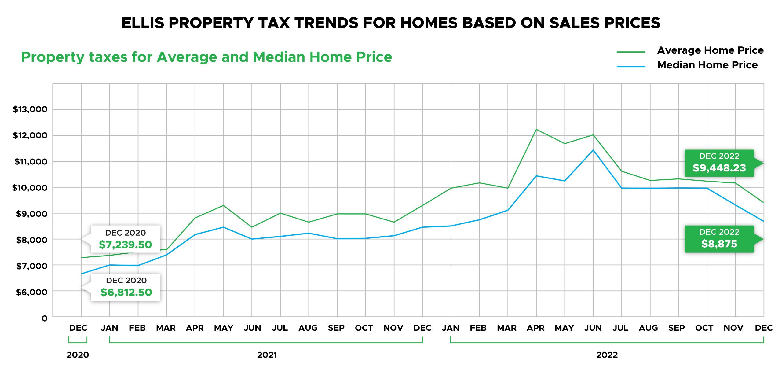 Ellis Property Tax Trends for homes