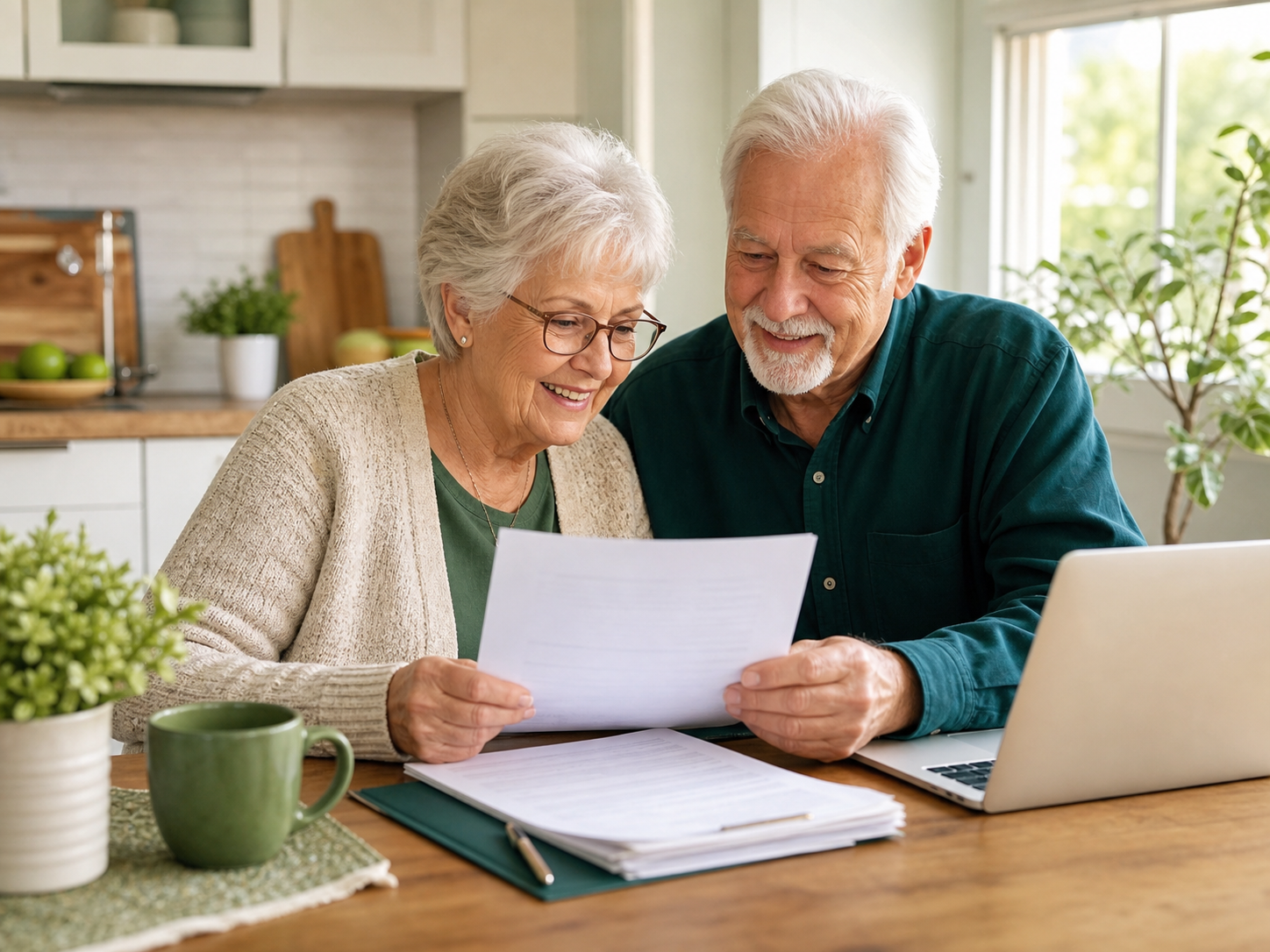Senior homeowners reviewing property documents together